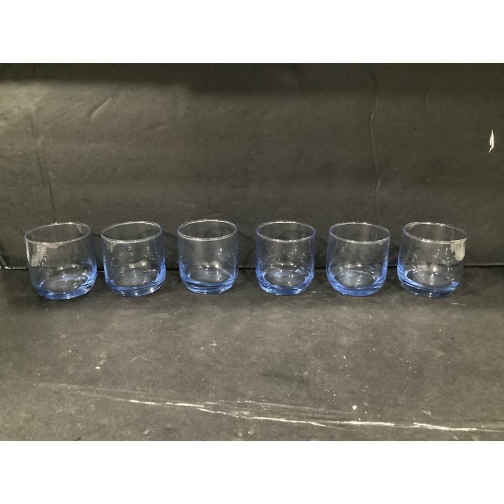 6 Replacement ANCHOR HOCKING Sapphire Blue "Newport" Rocks Tumblers Glasses
